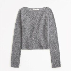 NWT A&F Merino Wool-Blend Slash Sweater Top - Grey - L